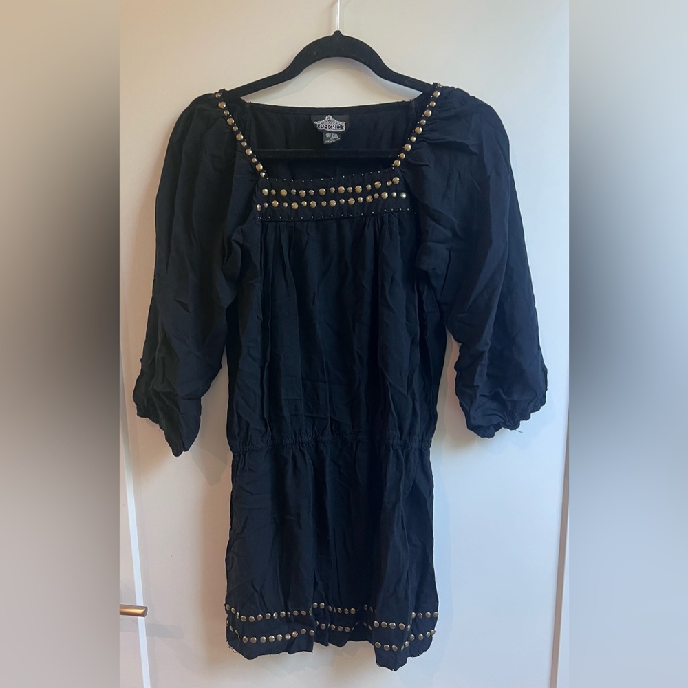 Angie Black Dress with Gold Stud Details